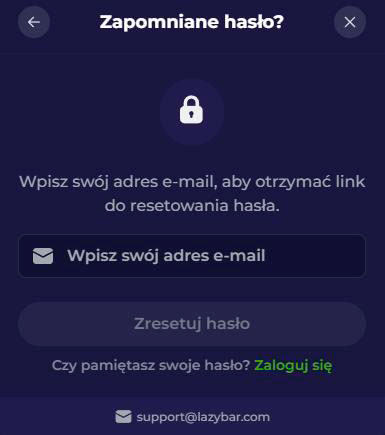 zresetuj hasło kasyno lazybar